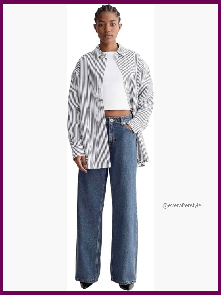 Low-Rise Wide Leg Jeans With Organic Cotton Denim